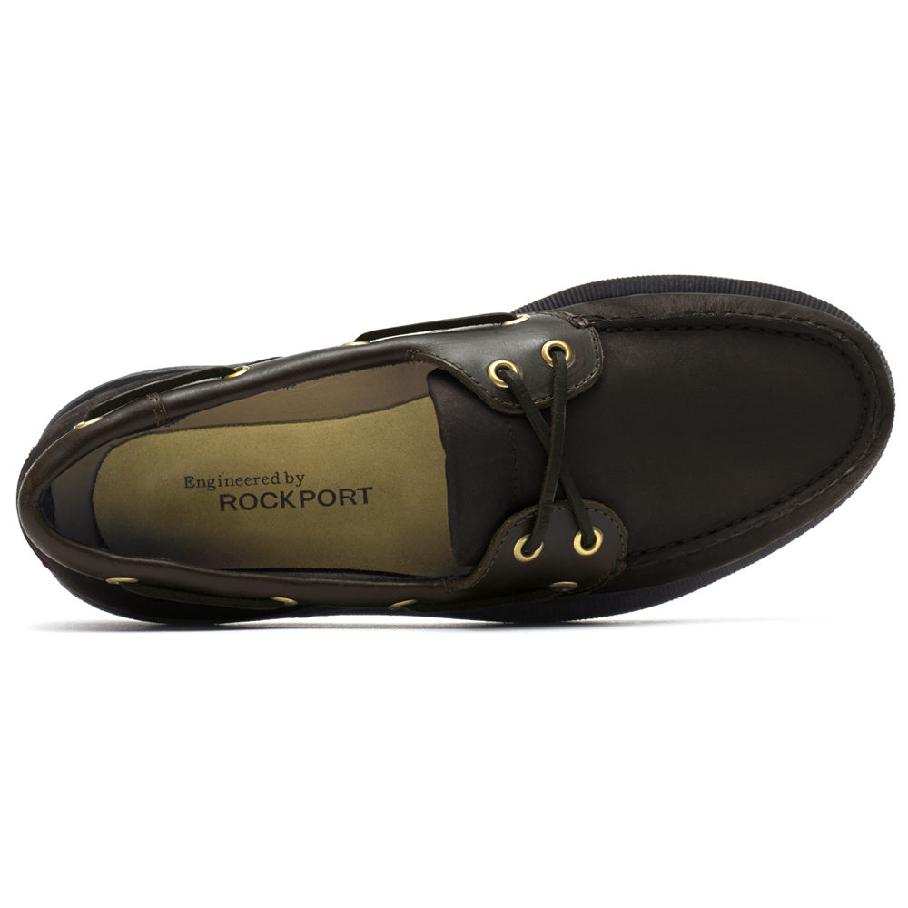 Rockport Mens Boat Shoes Black - Perth - UK 492-PUOHQA